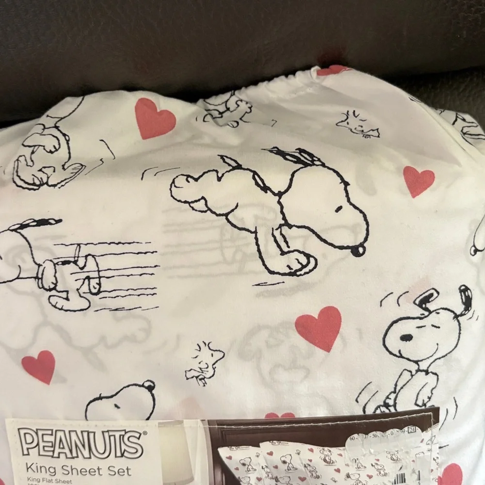 Peanuts snoopy with hearts king sheet set